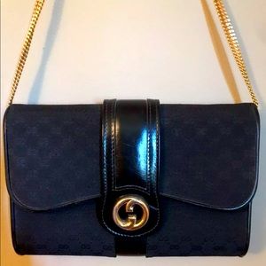 Vintage 50’s 60’s Gucci Black Gold Clutch/ Shoulder Bag***Beautiful Condition!